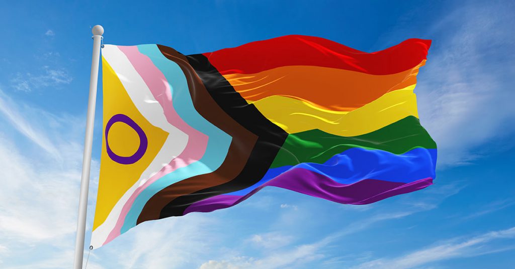 new rainbow flag with triangle