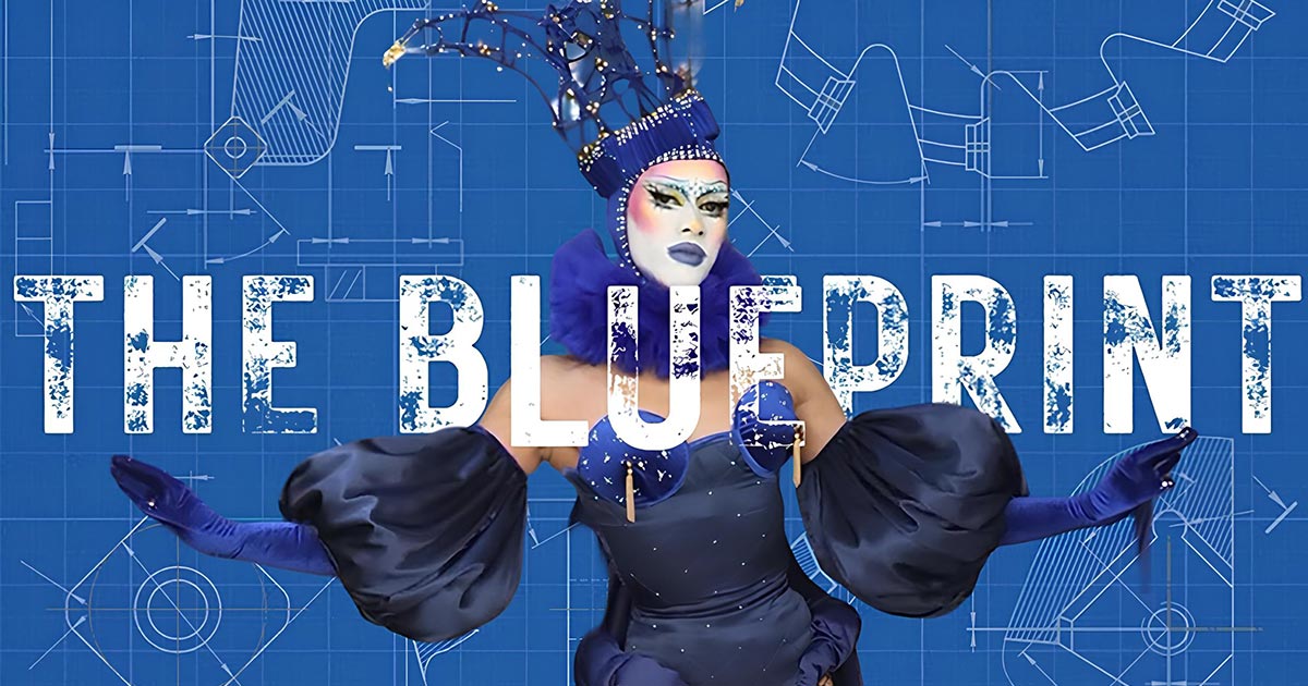 An image of the poster for The Blueprint by Ina Propriette, a show that explores the Black queer herstory of Cape Town drag culture